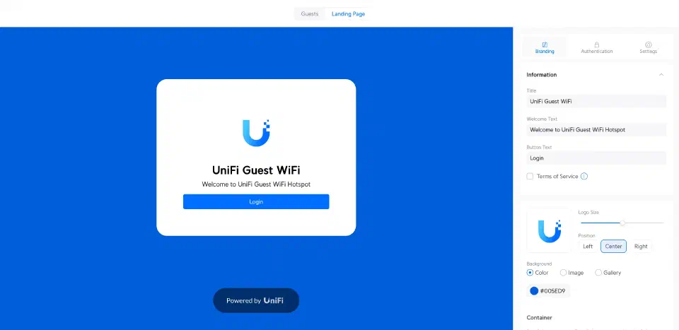 UniFi’s built-in hotspot/captive portal